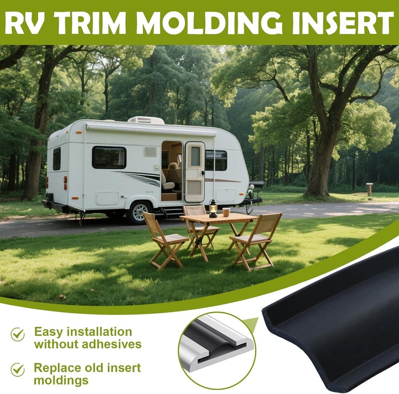 Silvaxis 1" RV Vinyl Trim Molding Insert - 50FT RV Screw Cover Trim - Rubber Vinyl Weather Stripping Exterior - UV Resistant Corner Molding Exterior Rain Gutter & Roof Edge Trim for Trailer, Camper - Image 3